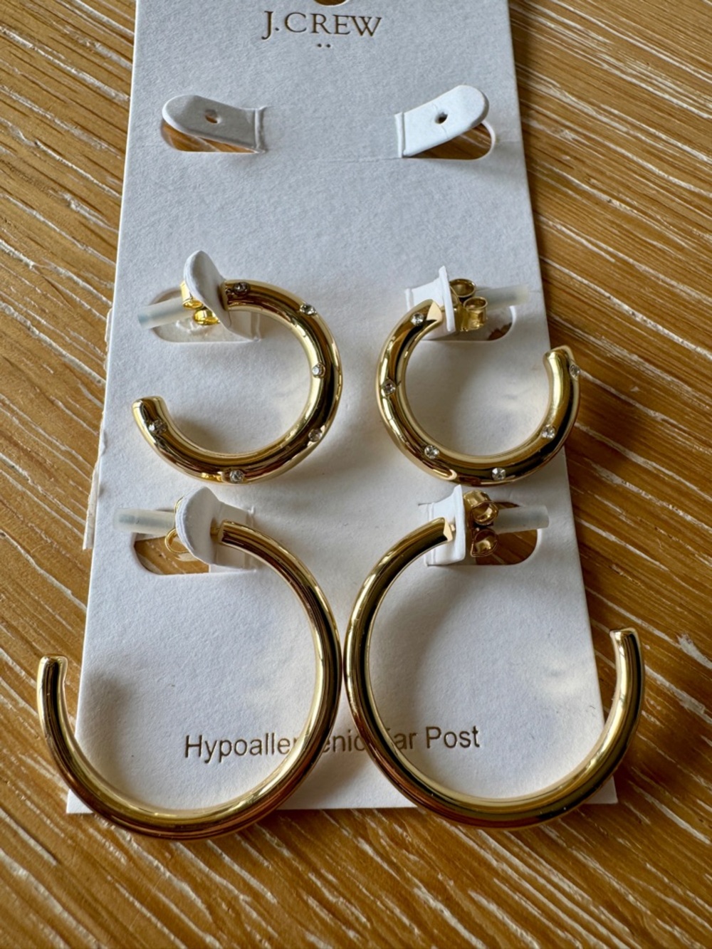 NWT J. CREW FACTORY Nautical links hoop earrings set in rich gold with dust bag